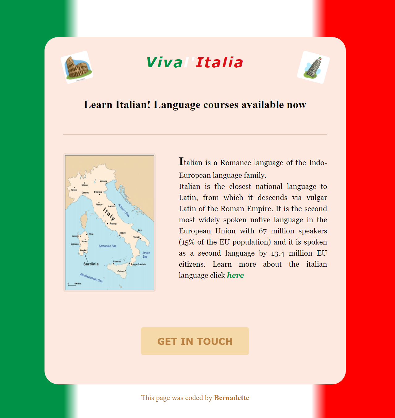 Italian app project preview